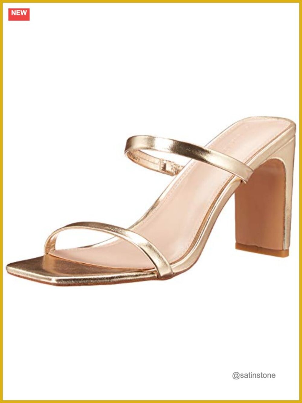 The Drop Avery Square Toe Two Strap High Heeled Sandals